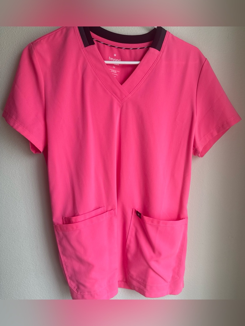 BeyondScrubs Women's Hot Pink V-Neck Scrub Top